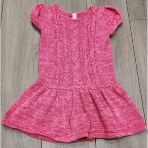 Cherokee Toddler‎ Girl Cable Knit Sweater Dress Pink Size 5T Short Sleeve